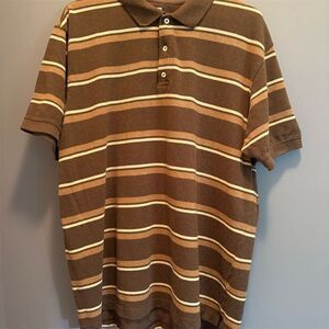 *3/$15 GAP Men's 2XL Brown Striped Short Sleeve Polo Shirt Casual
